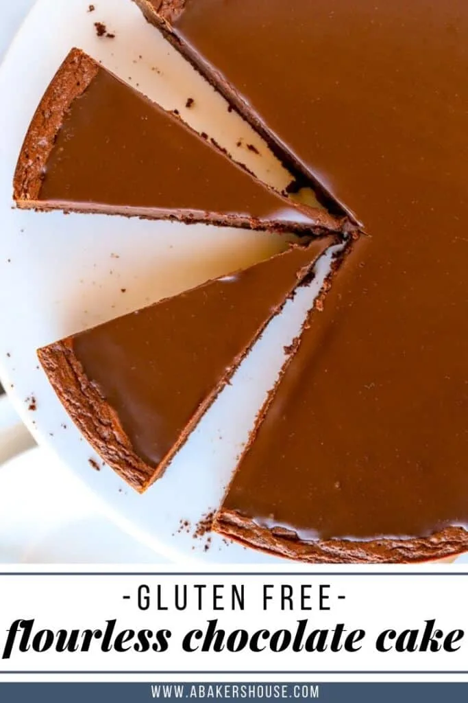Pin for slices of flourless chocolate cake gluten free