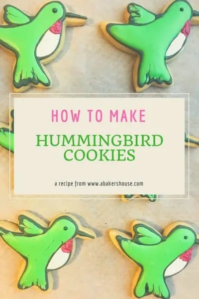 Pin for Hummingbird Cookies with six cookies and text title overlay