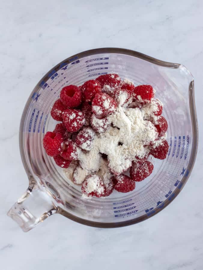 raspberries tossed in flour