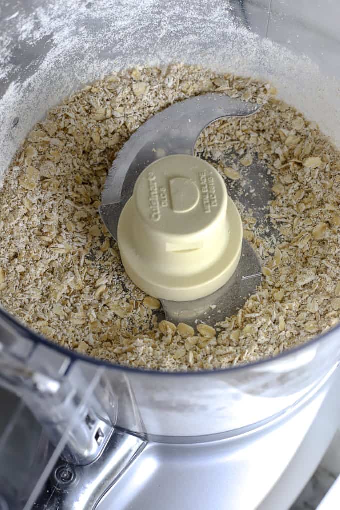 Oats in food processor for gluten free aussie bites