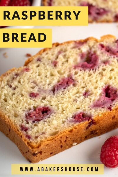 Pinterest image with text overlay for raspberry bread