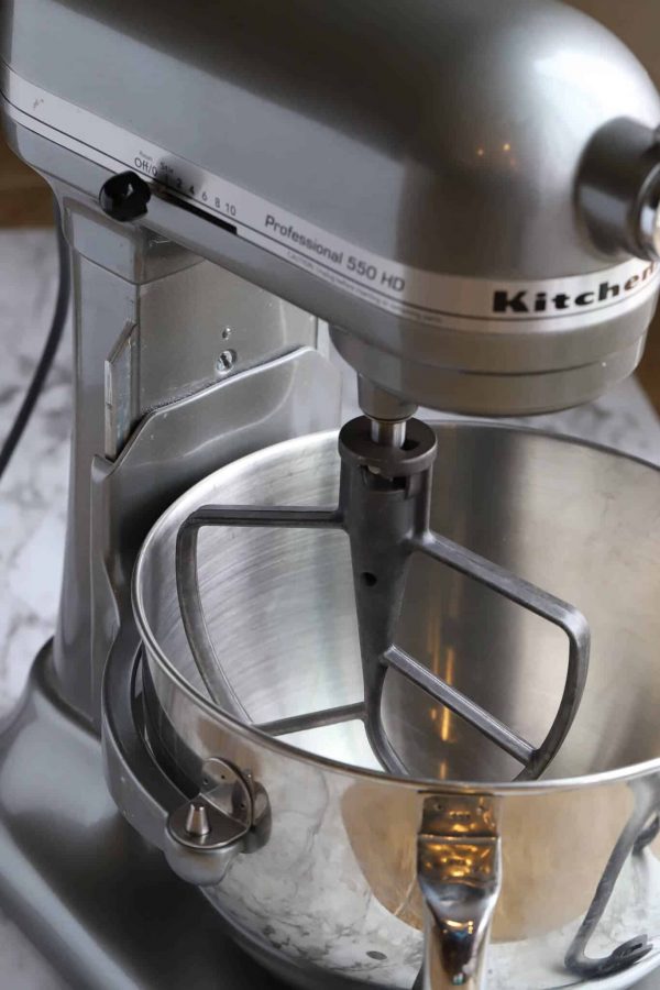 Lift bowl KitchenAid mixer with the adjustment screw visible