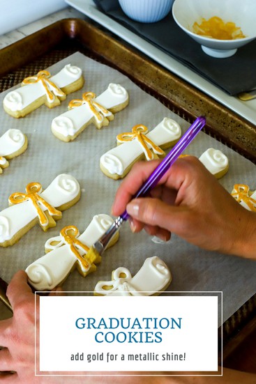 Adding gold luster to graduation cookies