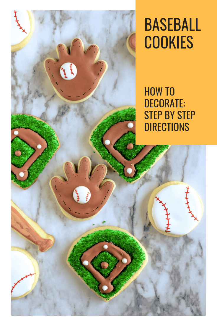 Pin for how to decorate baseball cookies with step by step directions