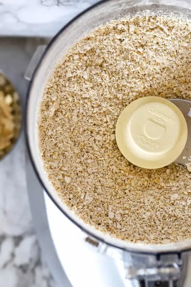 Finely ground oats in the food processor