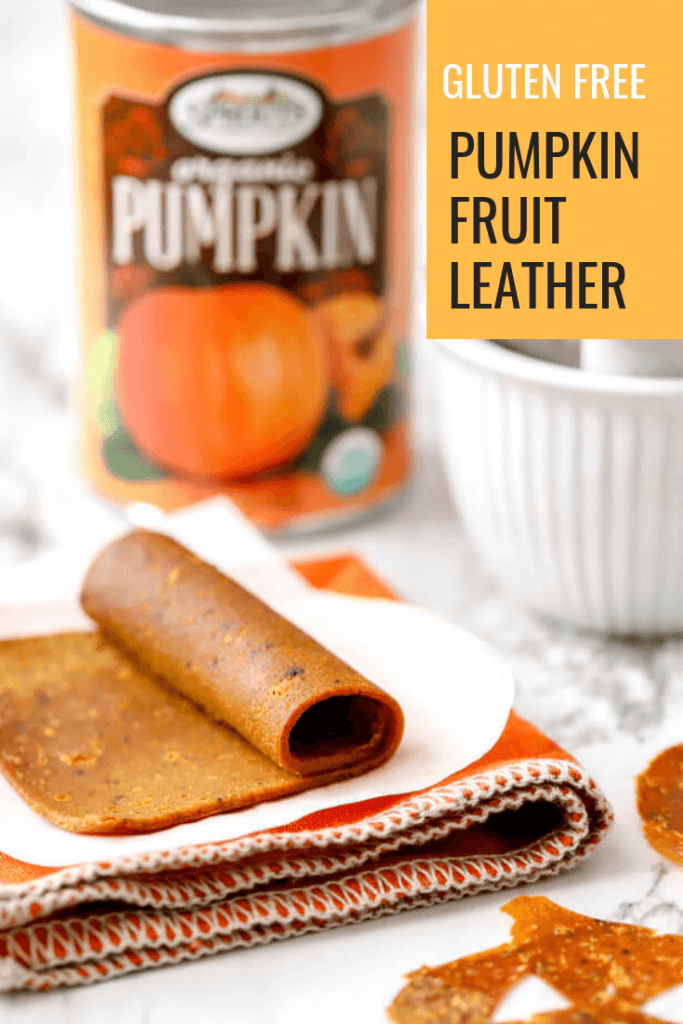 Pinterest photo for gluten free pumpkin fruit leather