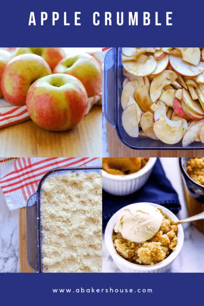 Pinterest photo of apple crumble step by step