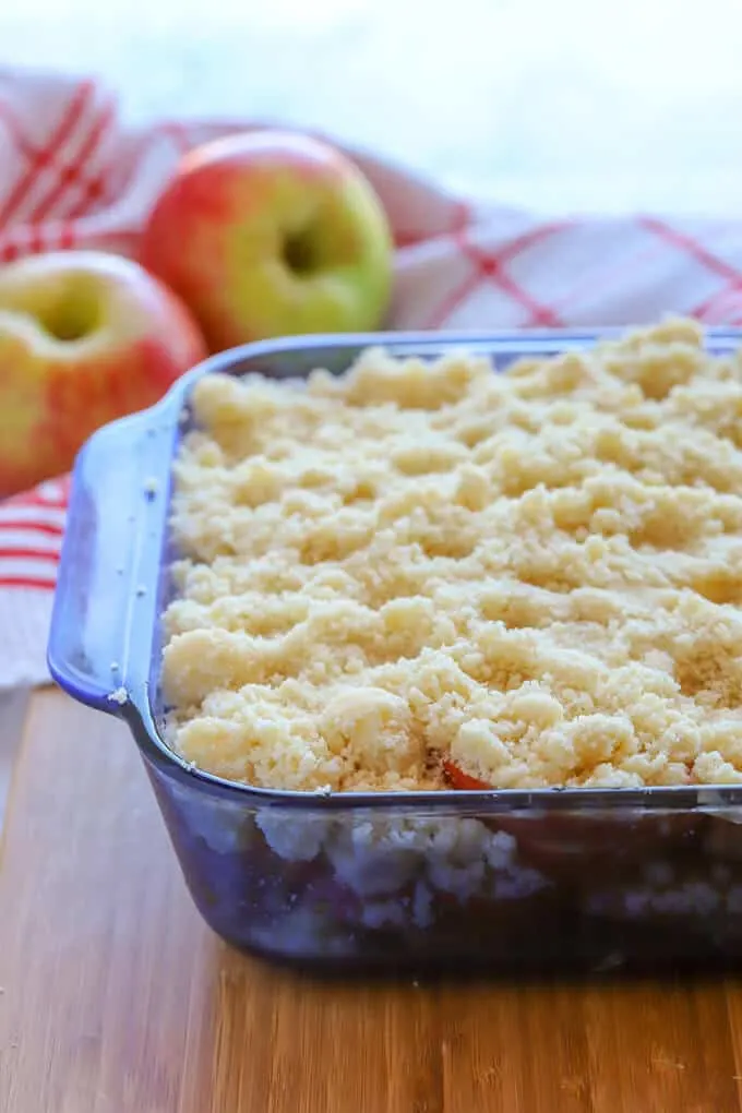 gluten free apple crumble before baking