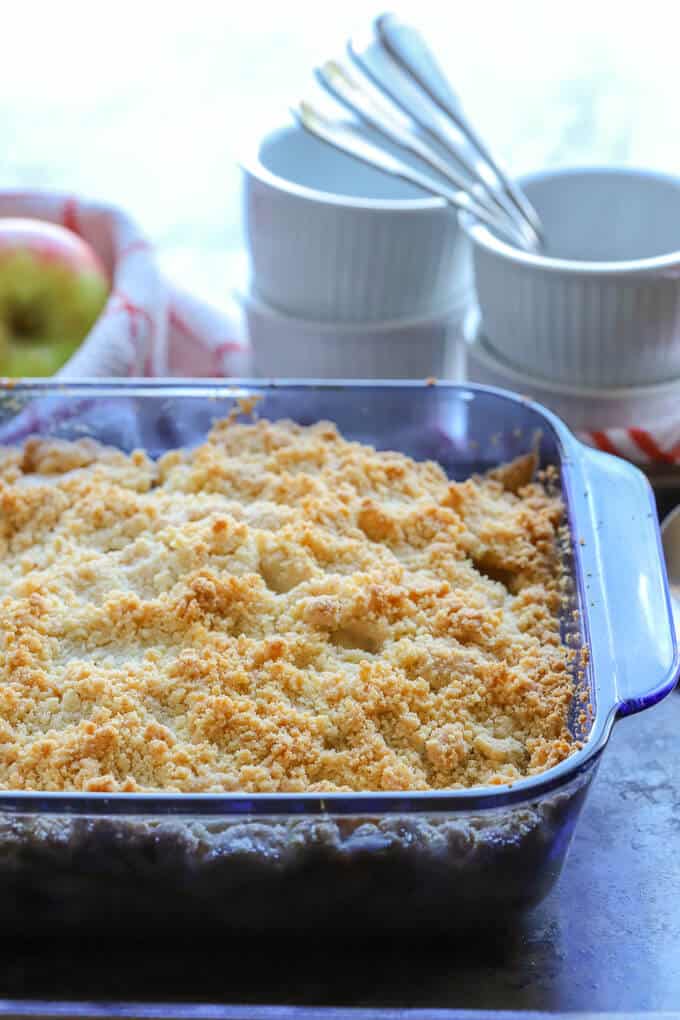 Freshly baked gluten free apple crumble