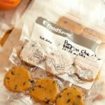 Foodsaver bag filled with cookie dough ready to freeze