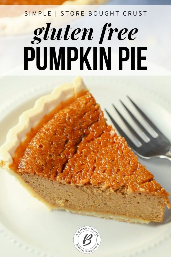 single slice of gluten free pumpkin pie on white plate