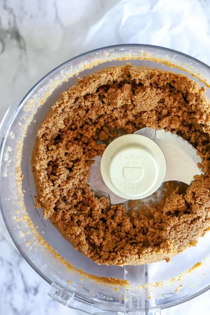 Graham cracker pulsed in a food processor