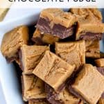 Pinterest image for peanut butter fudge squares