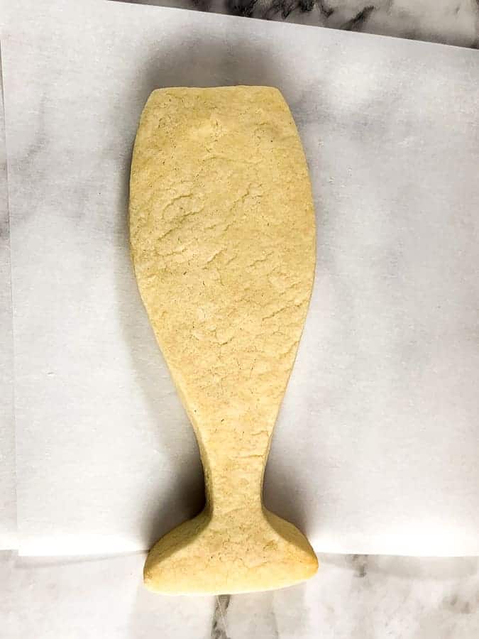 Baked cookie in the shape of a champagne flute