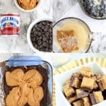 Collage of photos for steps to make fudge on Pinterest image