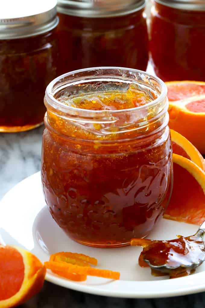 open jar of cara cara orange marmalade homemade jam