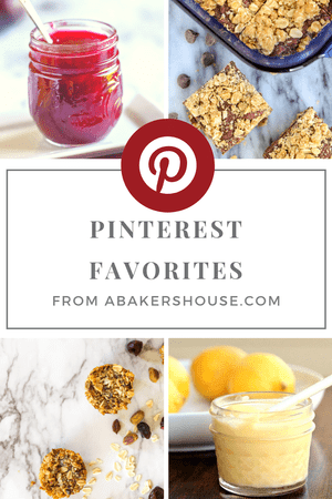 Cover page for e book with Pinterest favorite recipes and ideas from A baker's house
