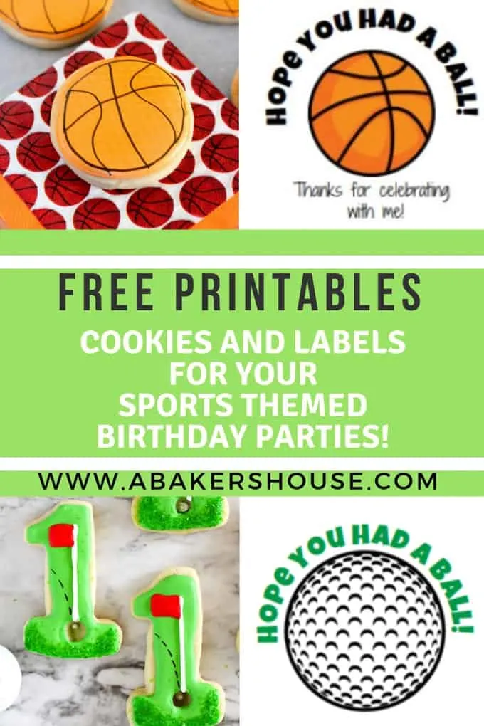 Cookies and printable labels for sports themed party favors