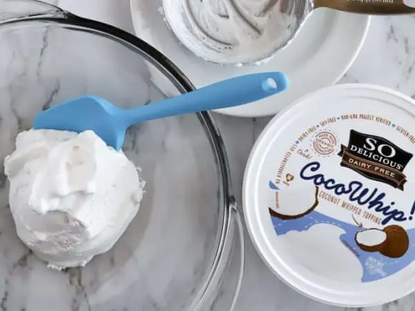 Cocowhip coconut whipped topping in a glass bowl