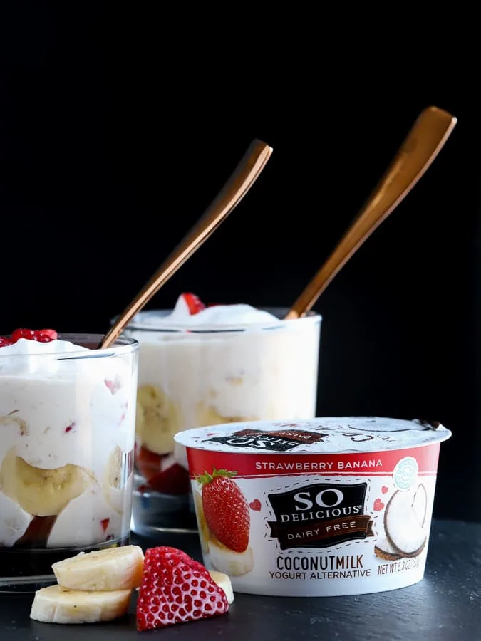 So Delicious yogurt alternative made into strawberry fruit fool recipe