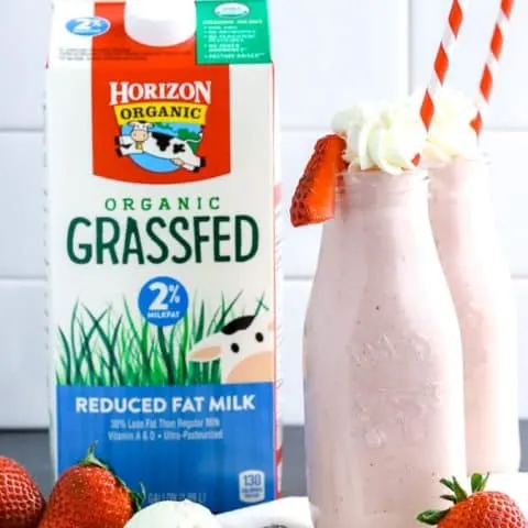Roasted Strawberry Milkshakes made with Horizon Organic Grassfed milk
