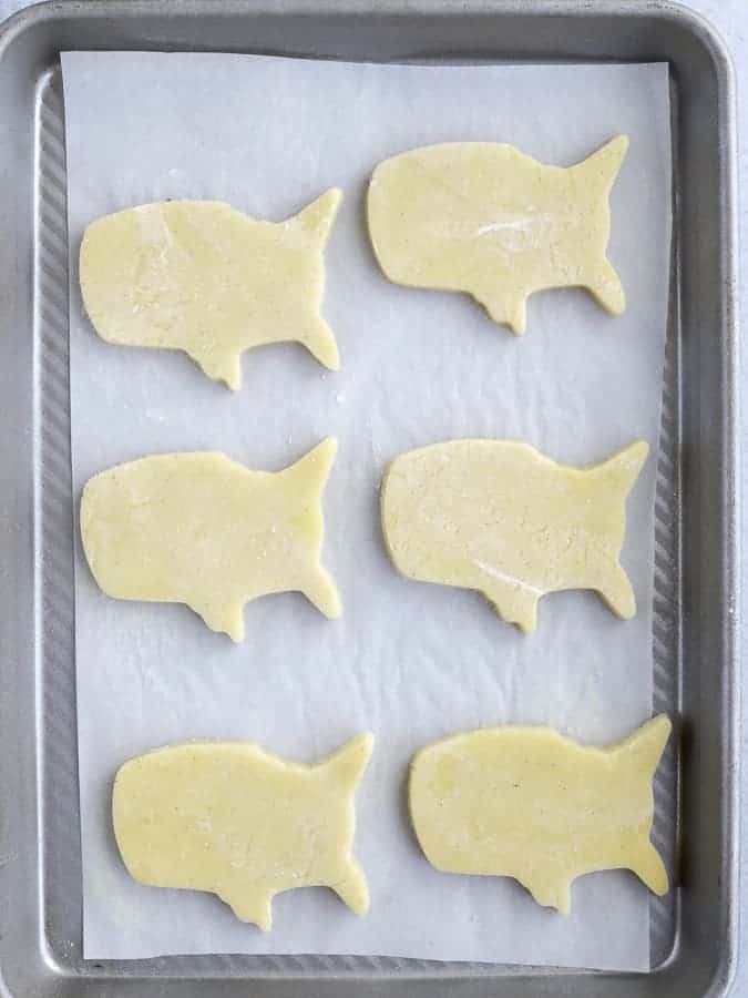 USA cookies before baking on a baking sheet pan