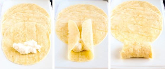 Steps to make a blintz with almond flour tortilla