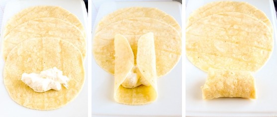 Steps to make a blintz with almond flour tortilla