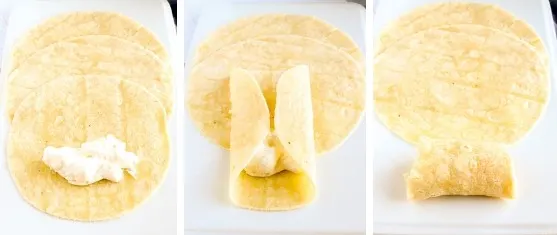 Steps to make a blintz with almond flour tortilla