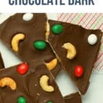 Christmas Chocolate Bark broken into pieces