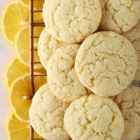 Almond flour lemon cookies with slices of meyer lemons