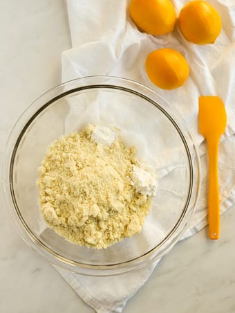 Dry ingredients for almond flour cookies in a bowl