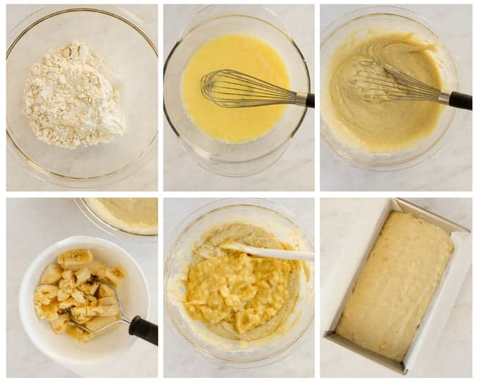 Step by step photos of making banana bread gluten free