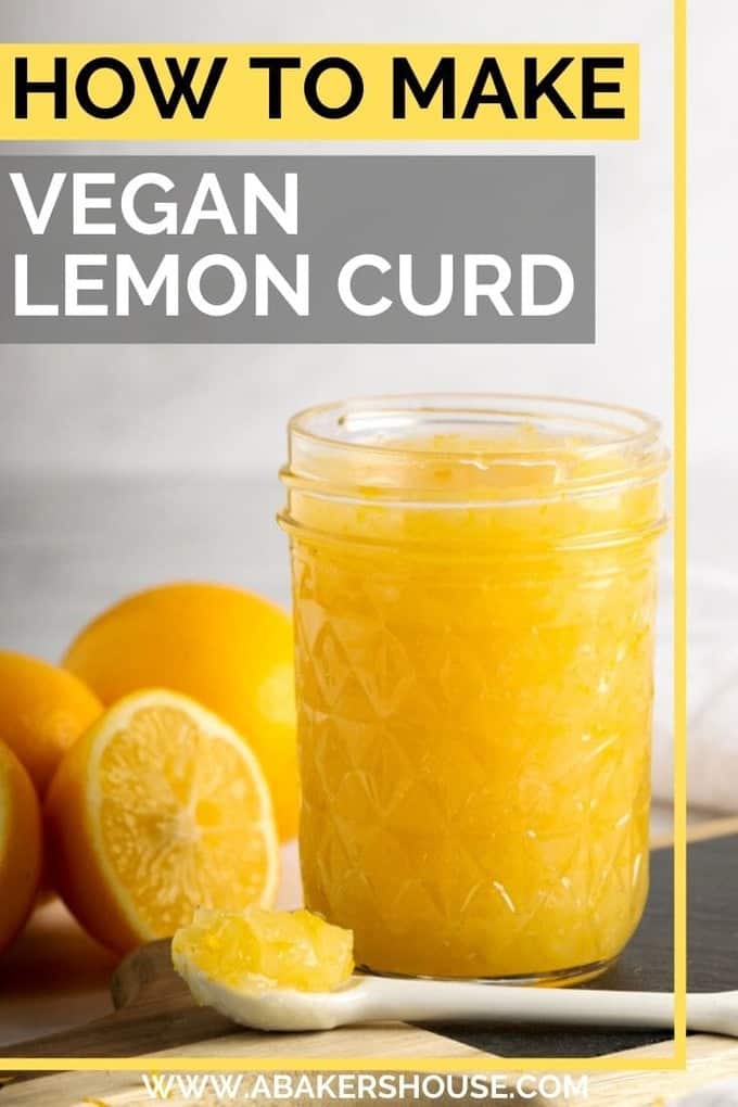 Pinterest image with vegan lemon curd and text overlay