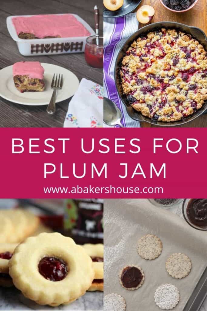 Collage with images of recipes that use plum jam