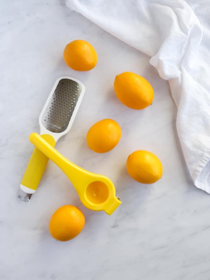 meyer lemons and citrus tools and lemon squeezer