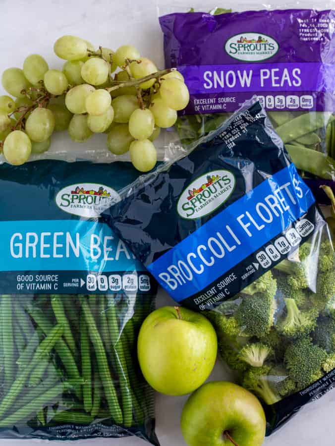 Green vegetables in packages from Sprouts Farmers Market