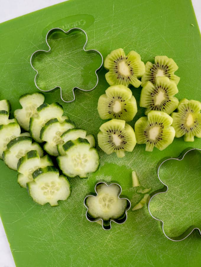 Shamrock fruits cut out with cookie cutter