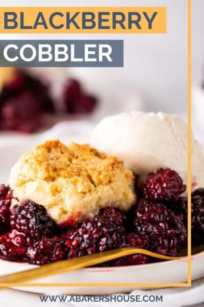 Pinterest image with vegan blackberry cobbler