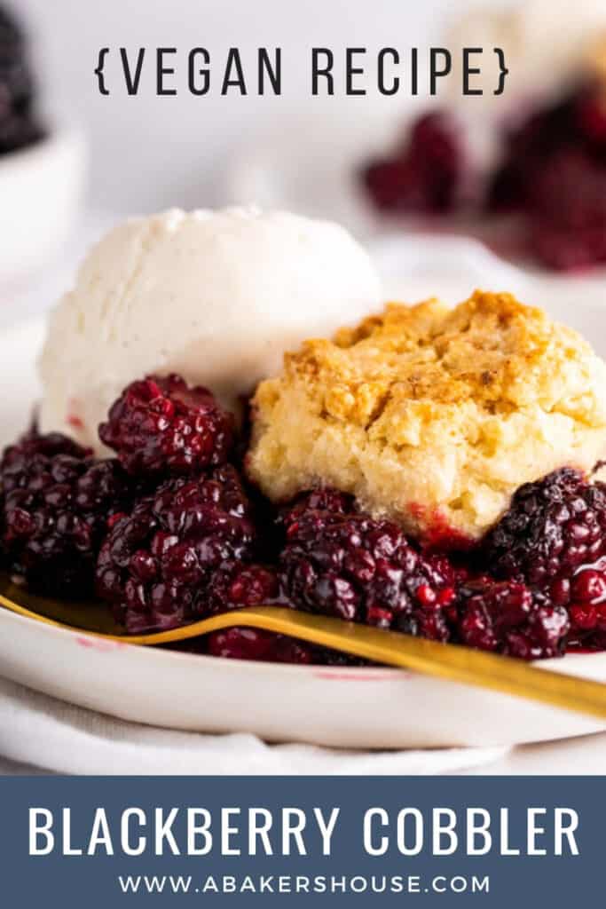 Pinterest image of blackberries with cobbler