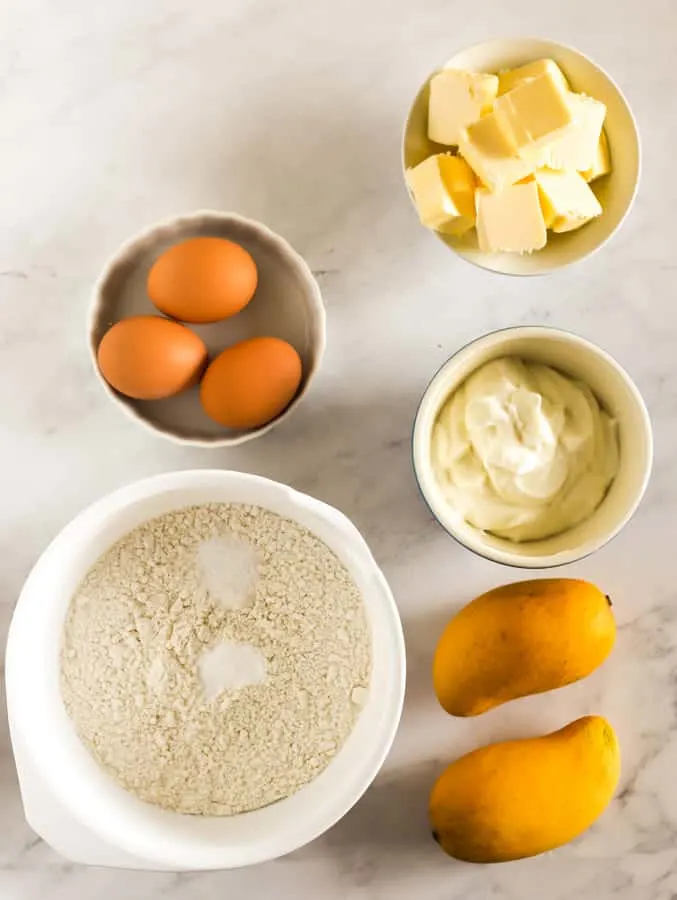 ingredients for mango bundt cake