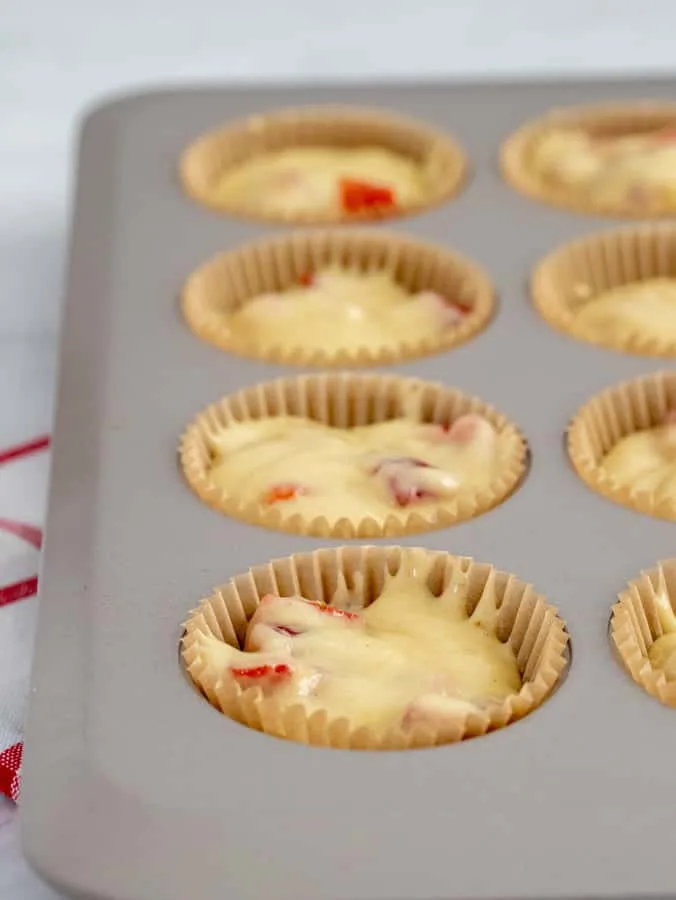 muffin batter for gluten free muffins in the muffin cups tin
