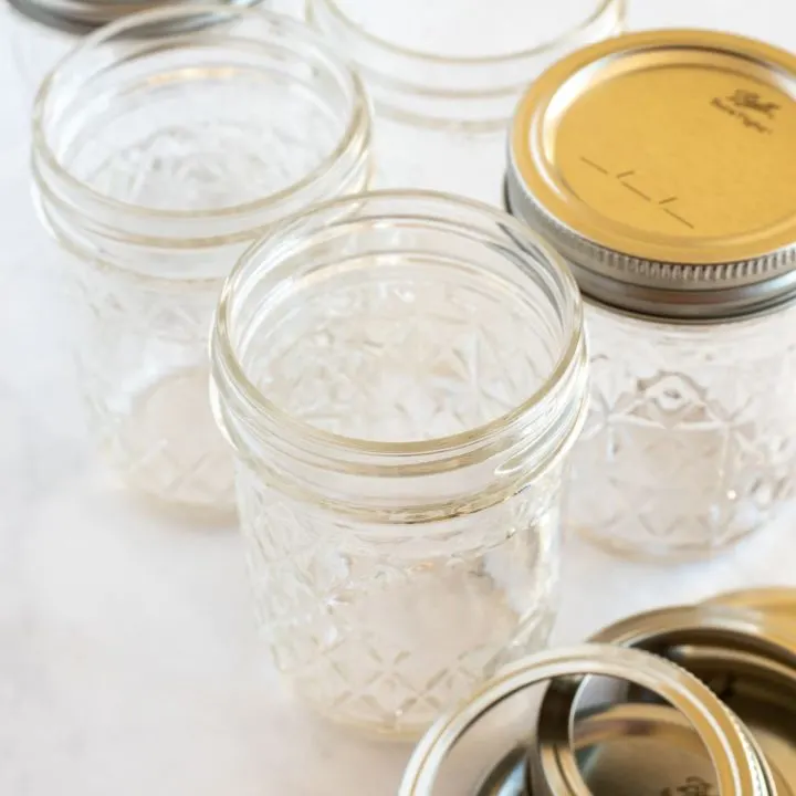 mason jars clean and sterilized on a white surface