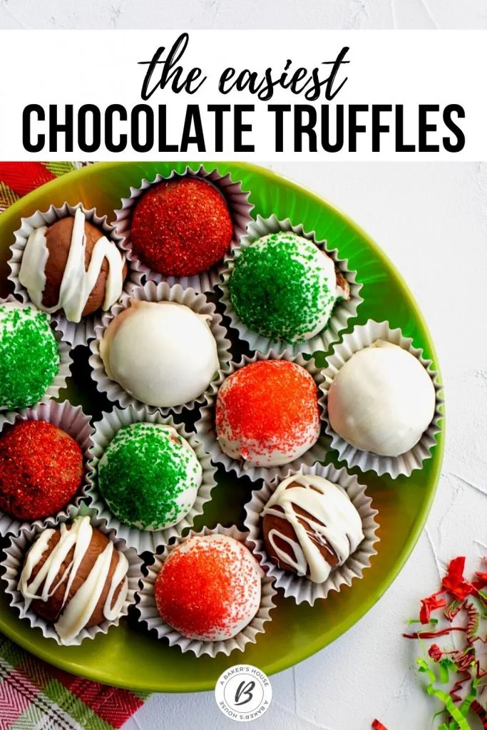 assorted holiday chocolate truffles on green plate