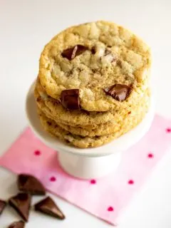 stack of almond flour chocolate chip cookies