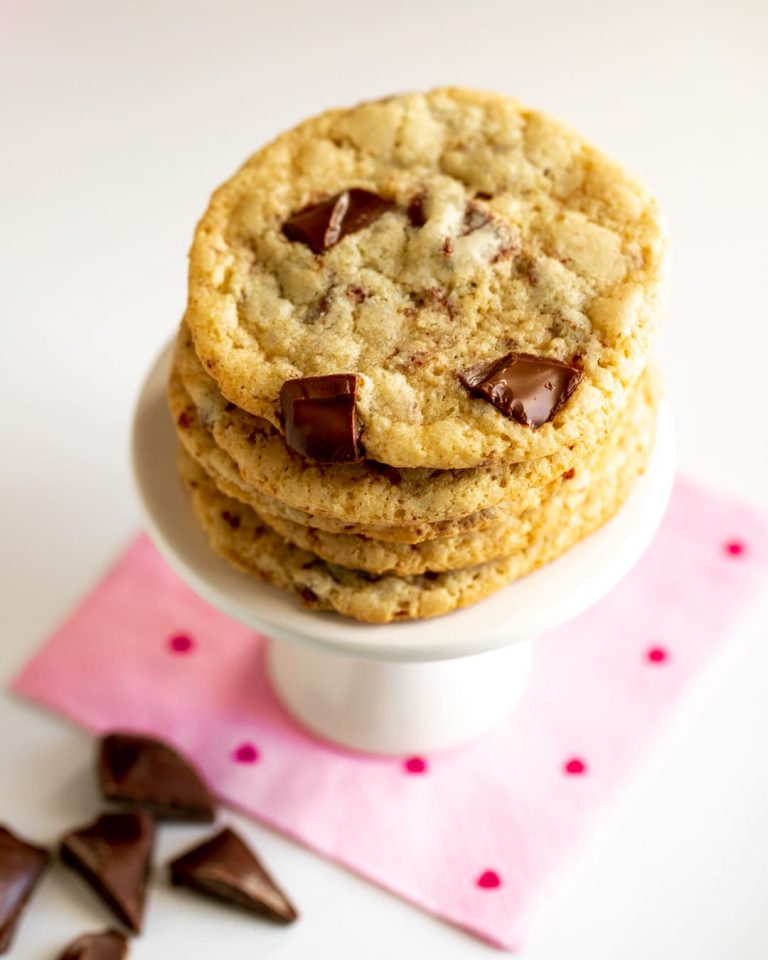 stack of almond flour chocolate chip cookies