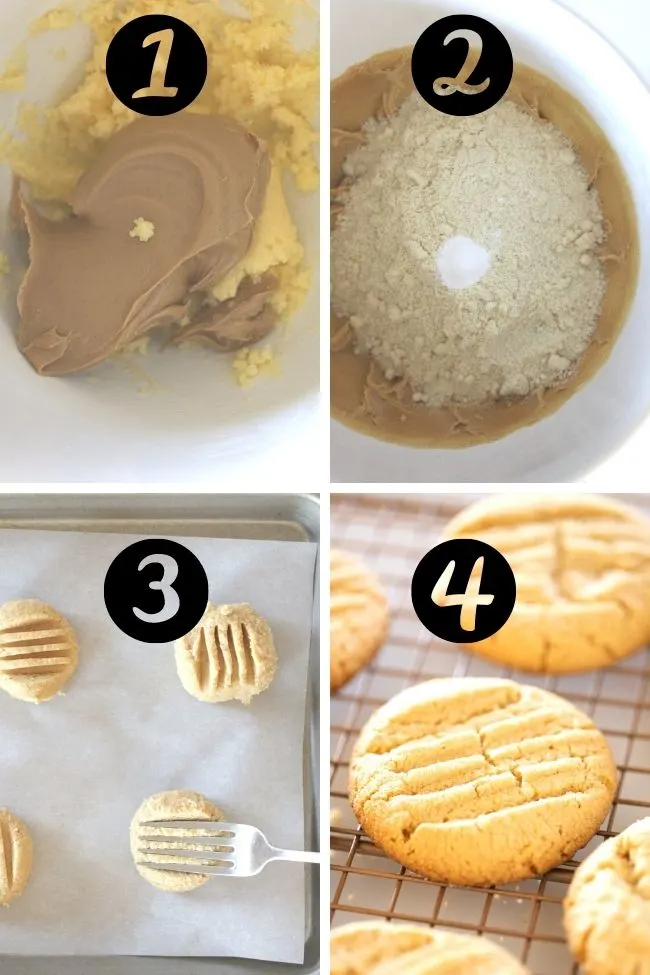 4 steps with photos to make peanut butter cookies